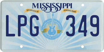 MS license plate LPG349