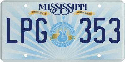 MS license plate LPG353