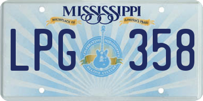 MS license plate LPG358