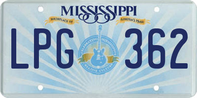 MS license plate LPG362