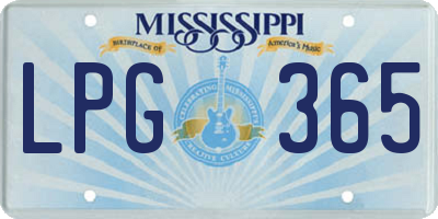 MS license plate LPG365