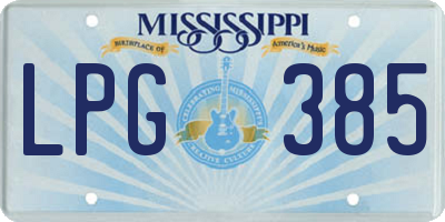 MS license plate LPG385