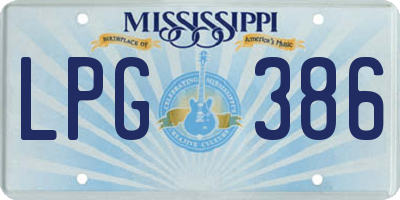 MS license plate LPG386
