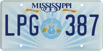 MS license plate LPG387