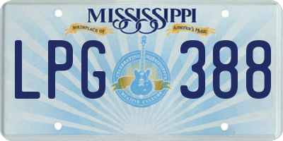 MS license plate LPG388