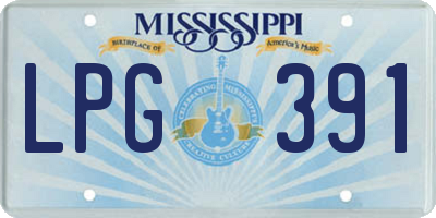MS license plate LPG391