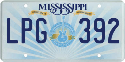 MS license plate LPG392