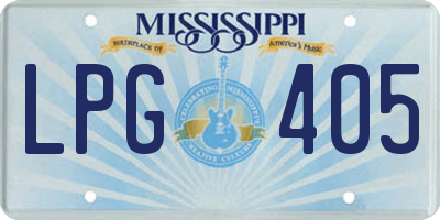 MS license plate LPG405