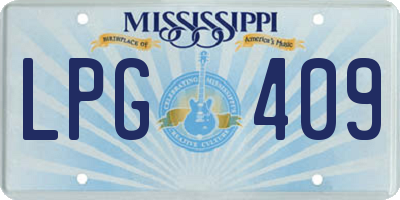 MS license plate LPG409