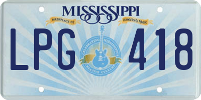 MS license plate LPG418