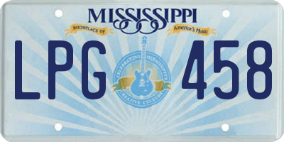 MS license plate LPG458