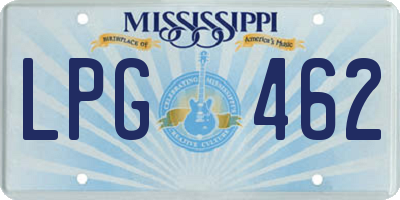 MS license plate LPG462
