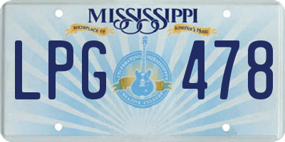 MS license plate LPG478