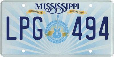 MS license plate LPG494