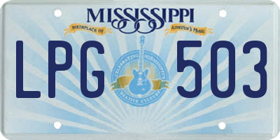 MS license plate LPG503