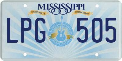 MS license plate LPG505