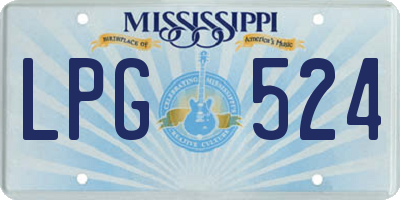 MS license plate LPG524
