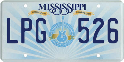 MS license plate LPG526