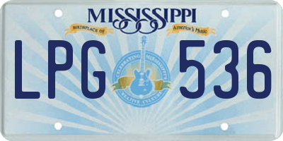 MS license plate LPG536