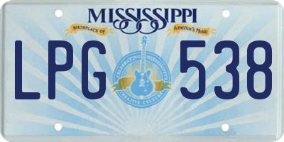 MS license plate LPG538