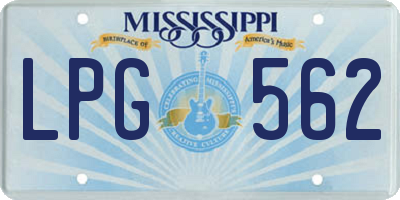 MS license plate LPG562