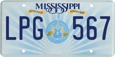 MS license plate LPG567