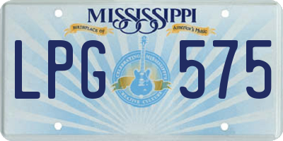 MS license plate LPG575