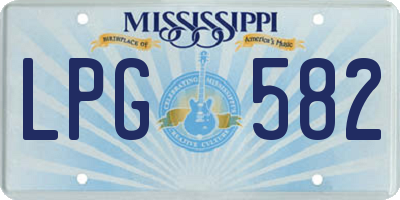 MS license plate LPG582
