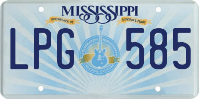 MS license plate LPG585
