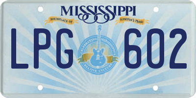 MS license plate LPG602