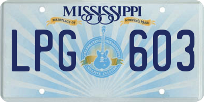MS license plate LPG603