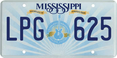 MS license plate LPG625