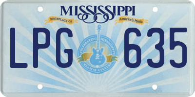 MS license plate LPG635