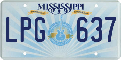 MS license plate LPG637
