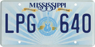 MS license plate LPG640