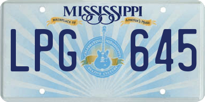 MS license plate LPG645
