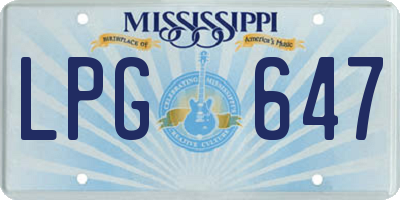 MS license plate LPG647