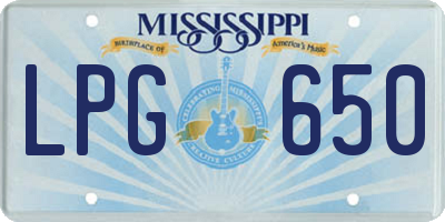 MS license plate LPG650
