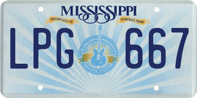 MS license plate LPG667