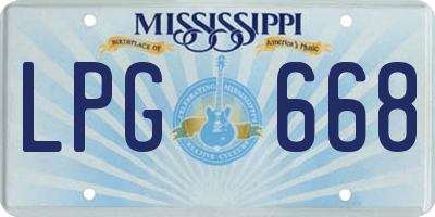MS license plate LPG668