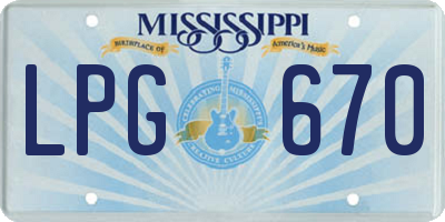 MS license plate LPG670