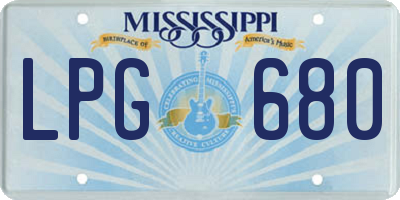 MS license plate LPG680