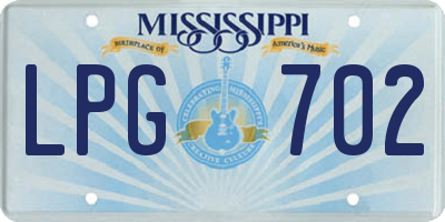MS license plate LPG702