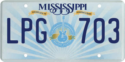 MS license plate LPG703