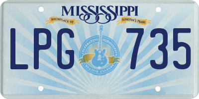 MS license plate LPG735