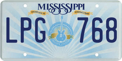 MS license plate LPG768