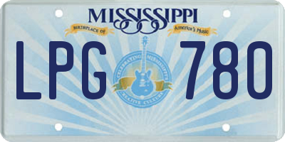 MS license plate LPG780