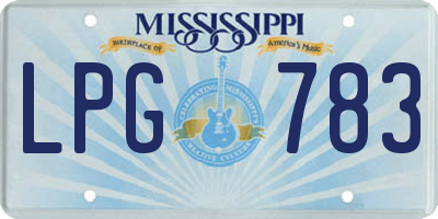 MS license plate LPG783