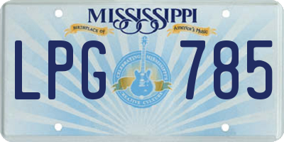 MS license plate LPG785