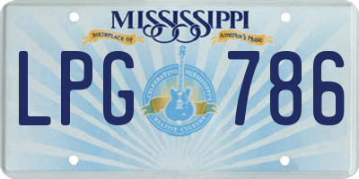 MS license plate LPG786